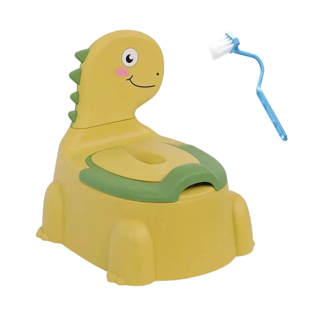 Cartoon Dinosaur Baby Potty Toddler Toilet Training Seat Splash Proof Urinal Beginner Toilet for Boys Girls Yellow 32.5×24.5×32cm