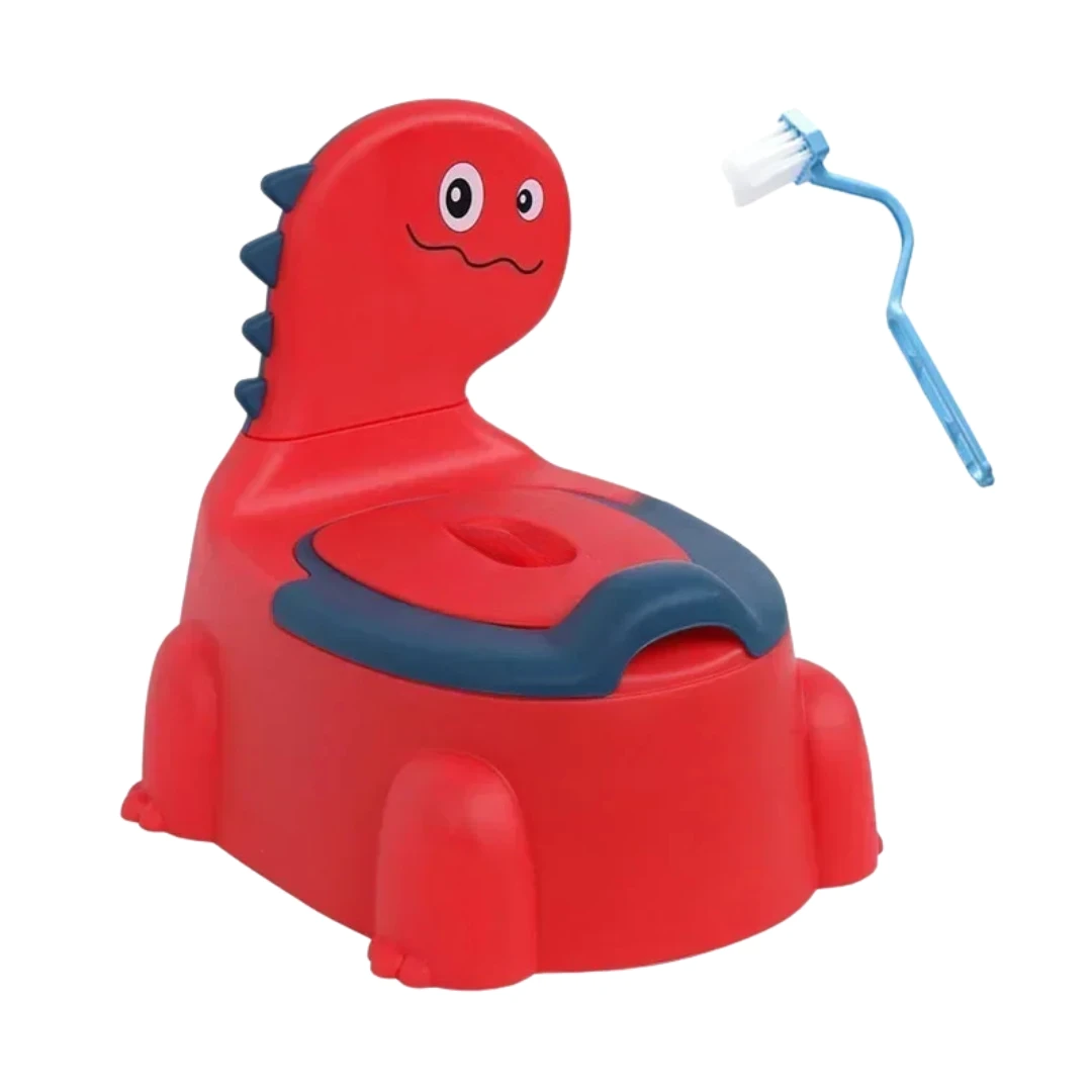 Cartoon Dinosaur Baby Potty Toddler Toilet Training Seat Splash Proof Urinal Beginner Toilet for Boys Girls Red 32.5×24.5×32cm