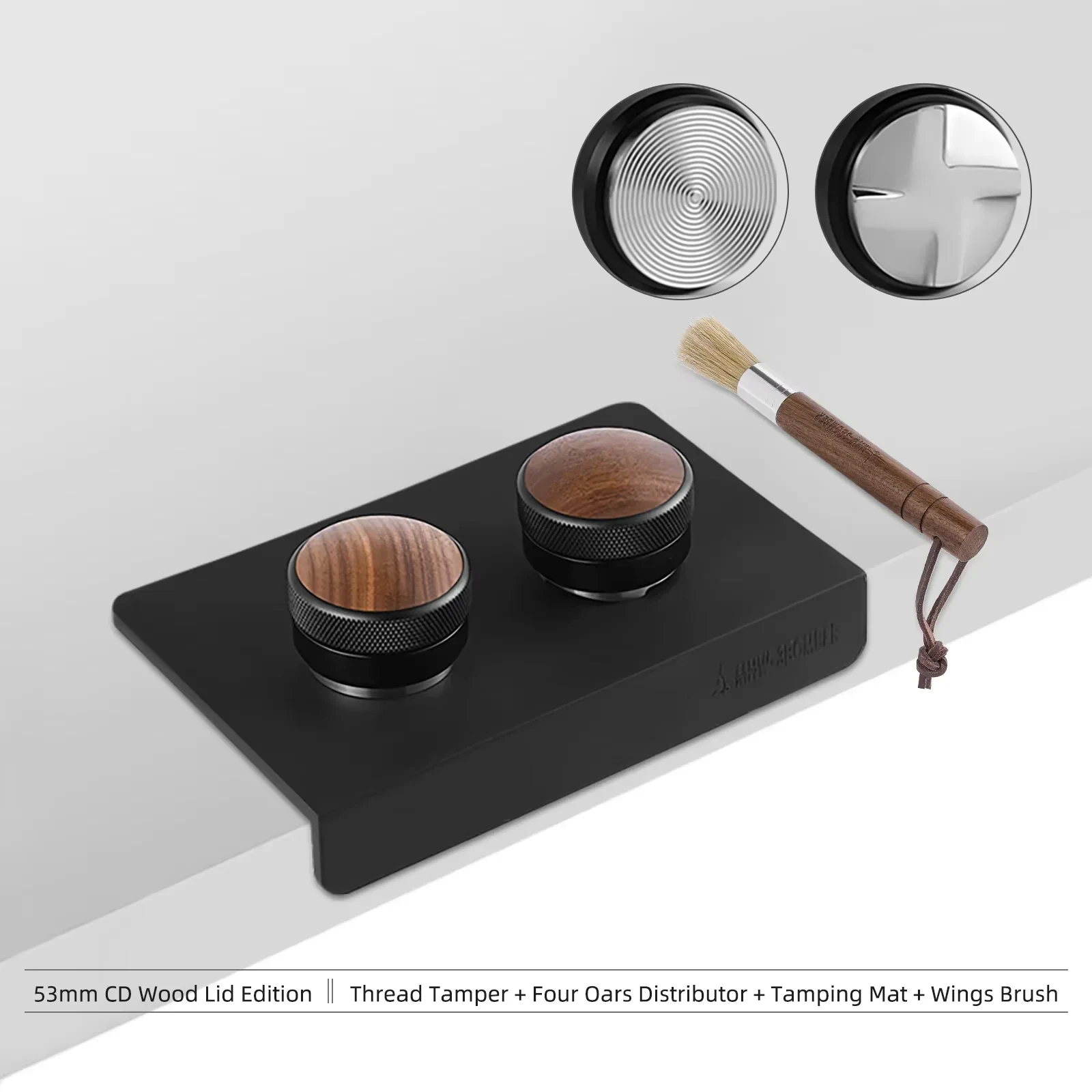 53mm Espresso Tamper & Coffee Distributor Set with Tamping Mat Cleaning Brush Barista Tool Kit Professional
