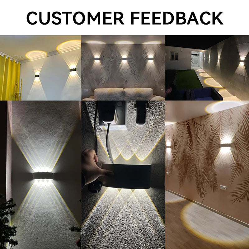 Aluminum LED Wall Lamp 8W Waterproof IP65 Black Warm Light 3000K for Outdoor and Indoor Lighting