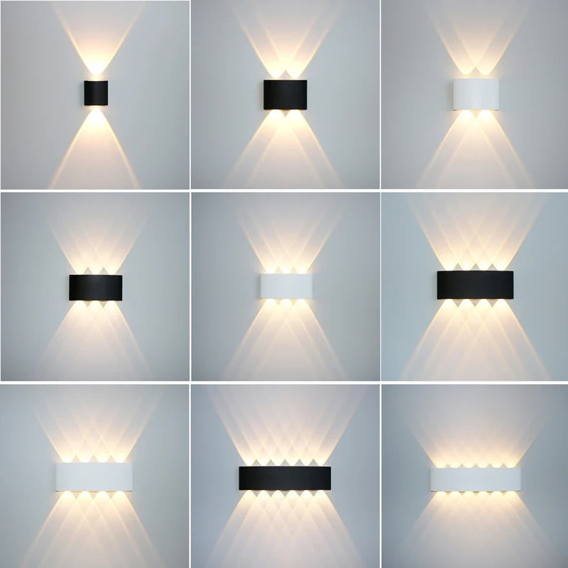 Aluminum LED Wall Lamp 6W Warm Light 3000K Black Waterproof IP65 for Indoor and Outdoor Use