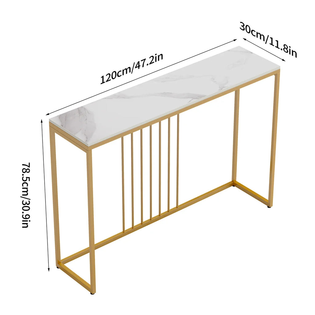 Console Table with Storage Shelf Entryway Sofa Table Narrow Hall Table Modern Living Room Furniture Design White & Gold 100x30x78.5cm