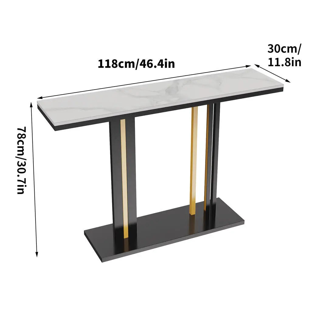Marble Console Table 118x30x78cm Narrow Sofa Table White Entryway Hallway Living Room Table