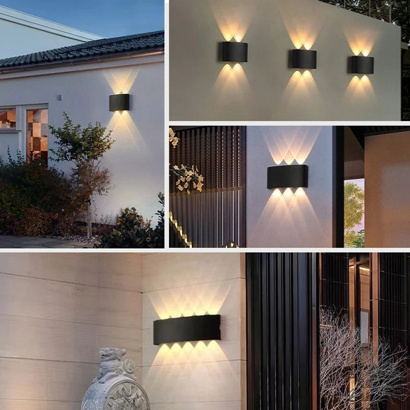 Aluminum LED Wall Lamp 8W Waterproof IP65 Black Warm Light 3000K for Outdoor and Indoor Lighting