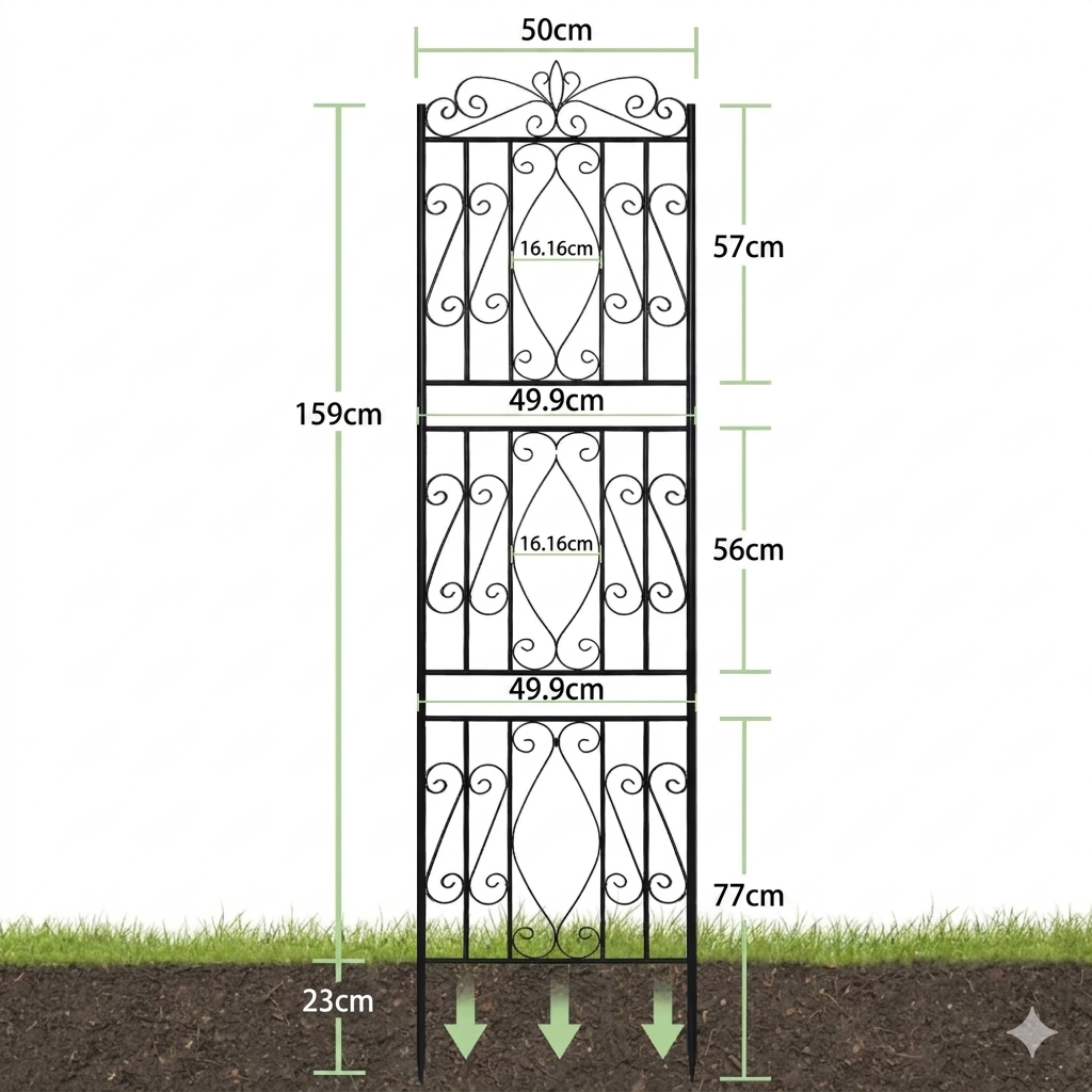 Garden Trellis Set of 2 Outdoor Privacy Trellis Climbing Plant and Vine Support For Vines, Vegetables and Flowers Black 50x159cm