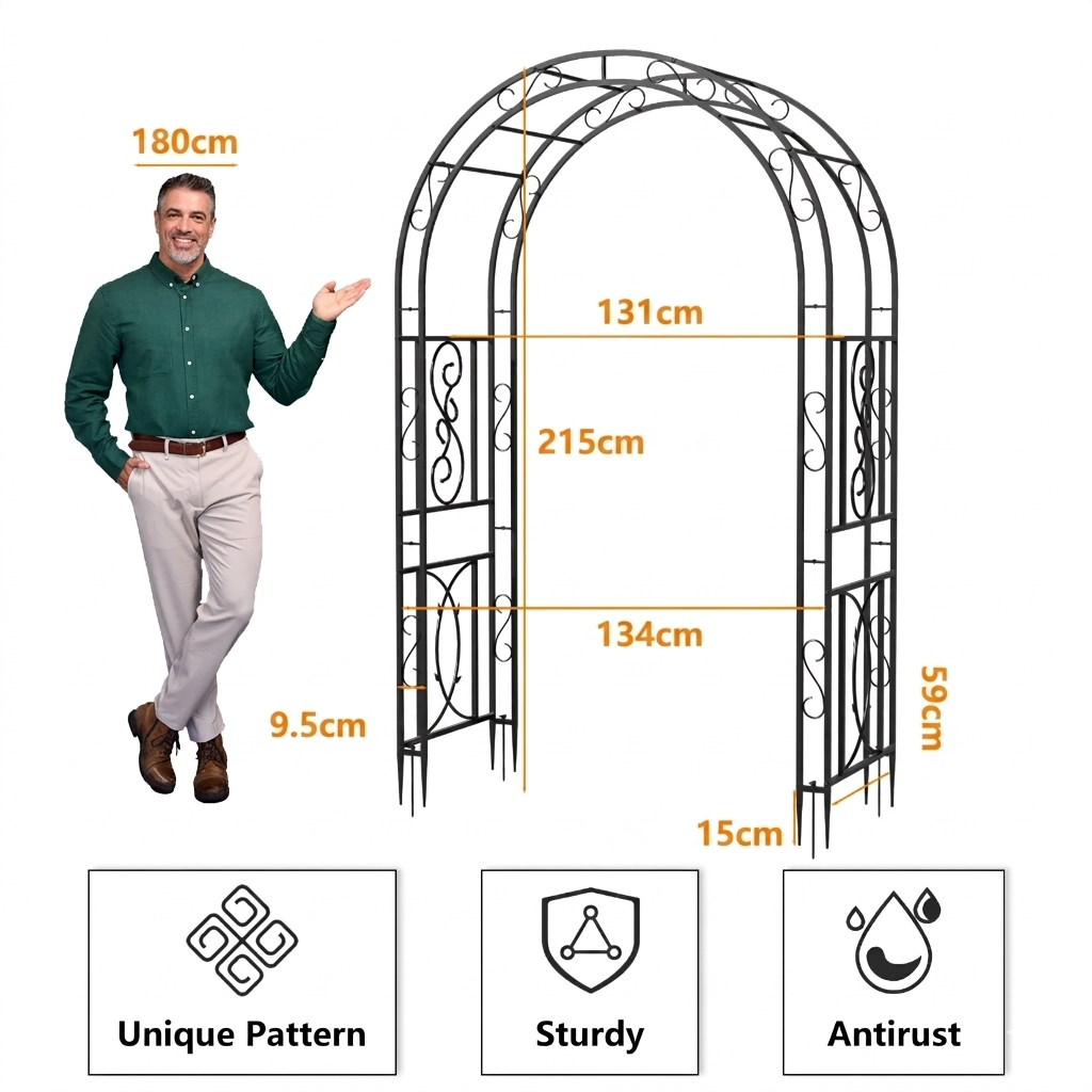 Garden Trellis Outdoor Privacy Trellis Climbing Plant and Vine Support Climbing Frame Black 134x59x215cm