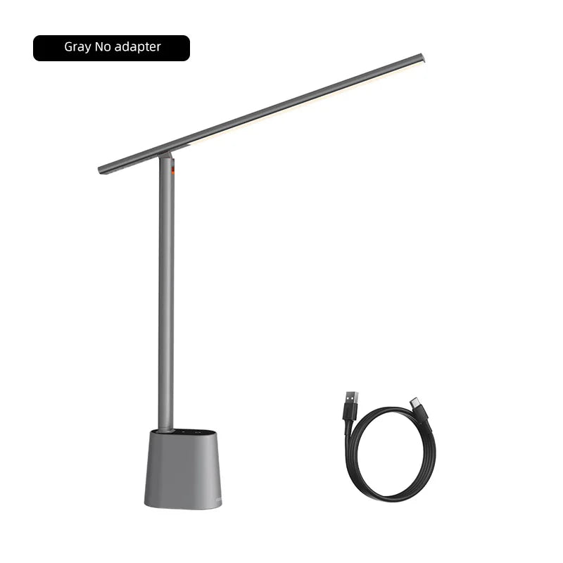 LED Desk Lamp Eye Protection Study Light Dimmable Office Table Lamp Foldable Reading Bedside Smart Adaptive Brightness Grey 0-5W