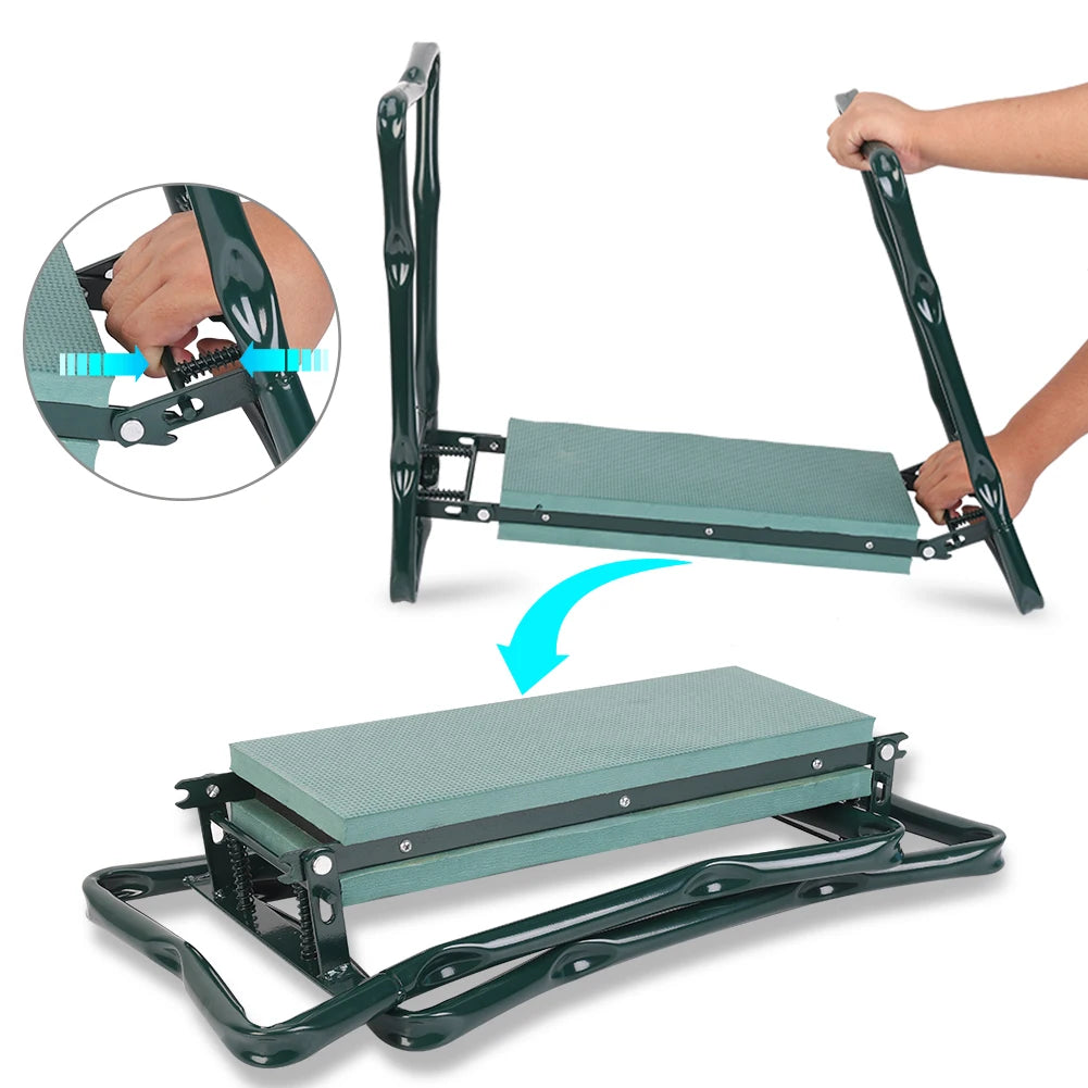 Garden Kneeler Seat Heavy Duty Folding Kneeling Stool Portable Padded Bench for Gardening Indoor Outdoor Use 150kg Load Army green 58.4x 27.9x 50.8cm