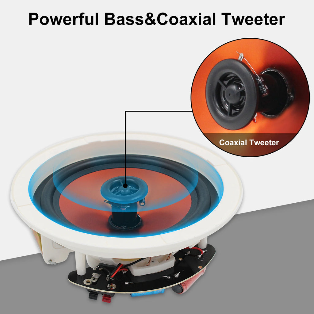 Ceiling Speakers 4 Pack 600W Wall Mount Recessed Audio System for Kitchen Bedroom Bathroom Patio 16.5cm