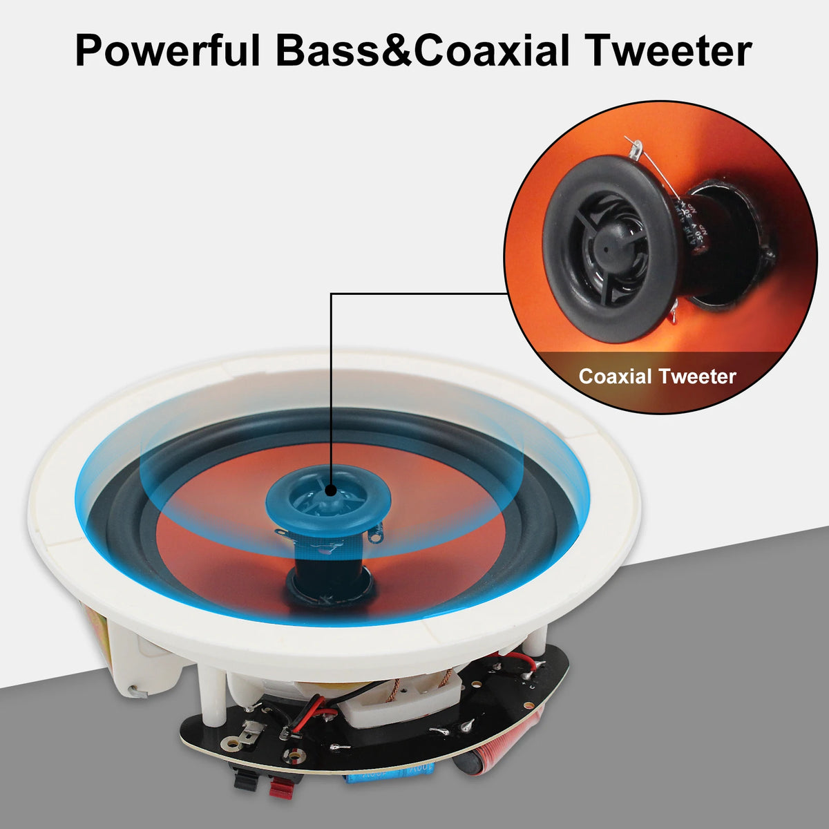 Ceiling Speakers 4 Pack 600W Wall Mount Recessed Audio System for Kitchen Bedroom Bathroom Patio 16.5cm