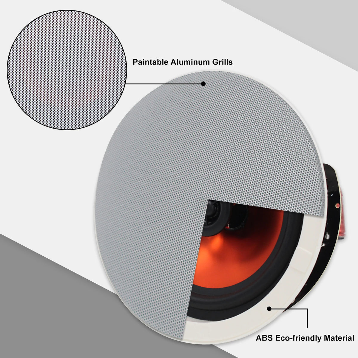 Ceiling Speakers 4 Pack 600W Wall Mount Recessed Audio System for Kitchen Bedroom Bathroom Patio 16.5cm