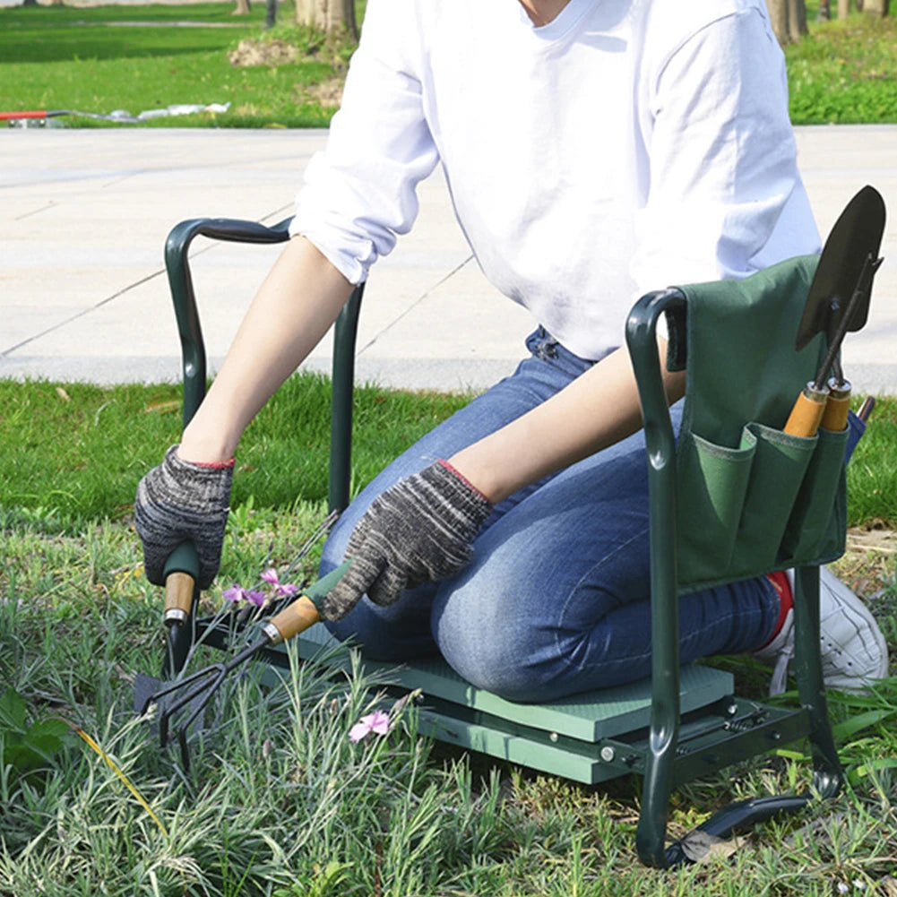 Garden Kneeler Seat Heavy Duty Folding Kneeling Stool Portable Padded Bench for Gardening Indoor Outdoor Use 150kg Load Army green 58.4x 27.9x 50.8cm