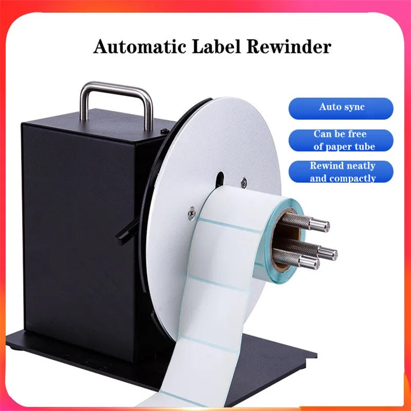 Electric Label Rewinder Machine Variable Speed for Sticker Rolls up to 185mm 110V 37.5 × 26.5 × 29cm