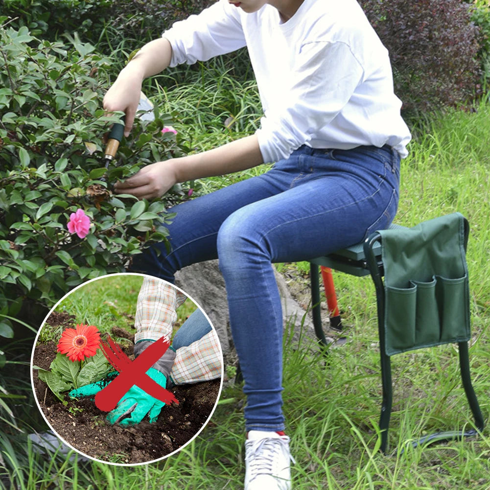 Garden Kneeler Seat Heavy Duty Folding Kneeling Stool Portable Padded Bench for Gardening Indoor Outdoor Use 150kg Load Army green 58.4x 27.9x 50.8cm