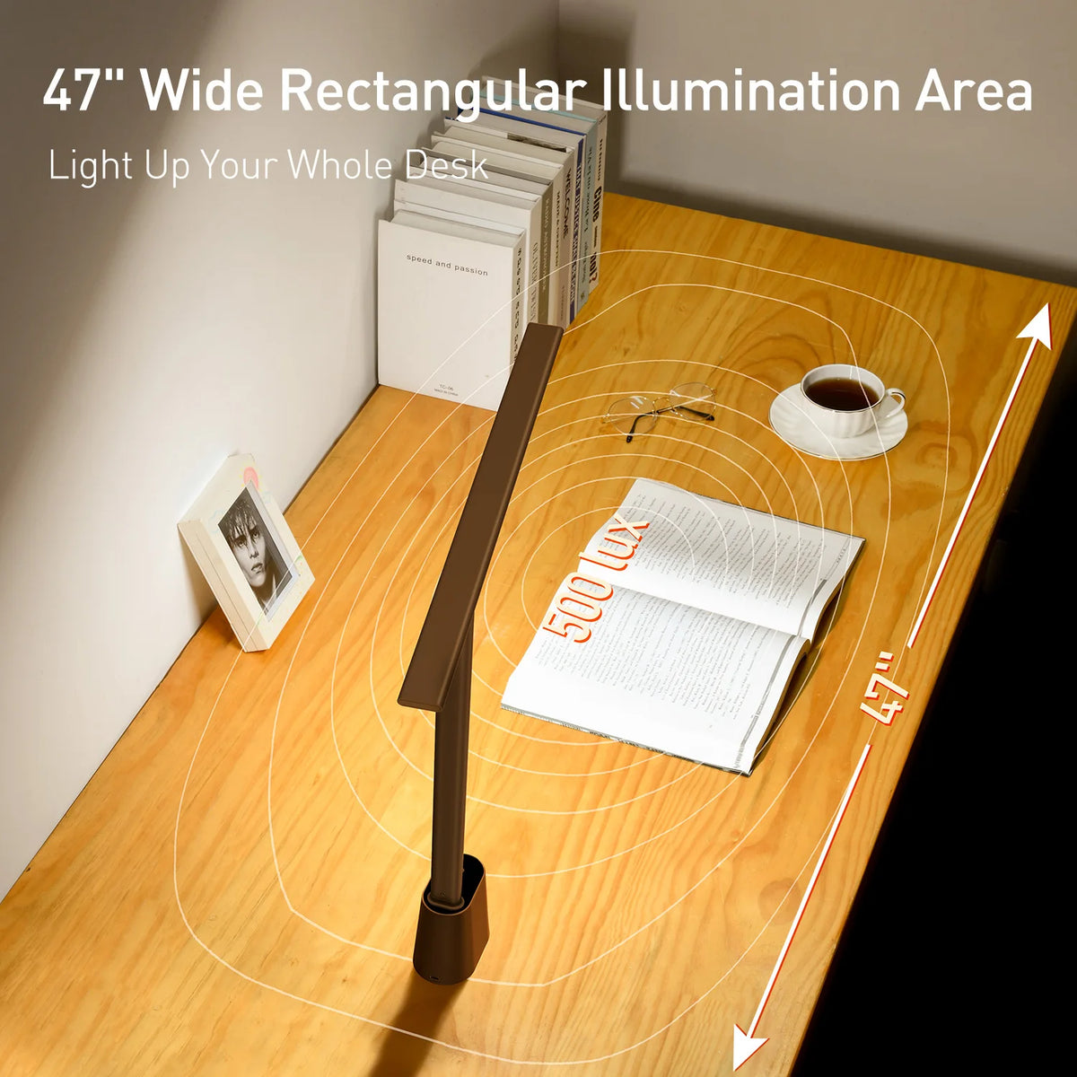 LED Desk Lamp Eye Protection Study Light Dimmable Office Table Lamp Foldable Reading Bedside Smart Adaptive Brightness Grey 0-5W