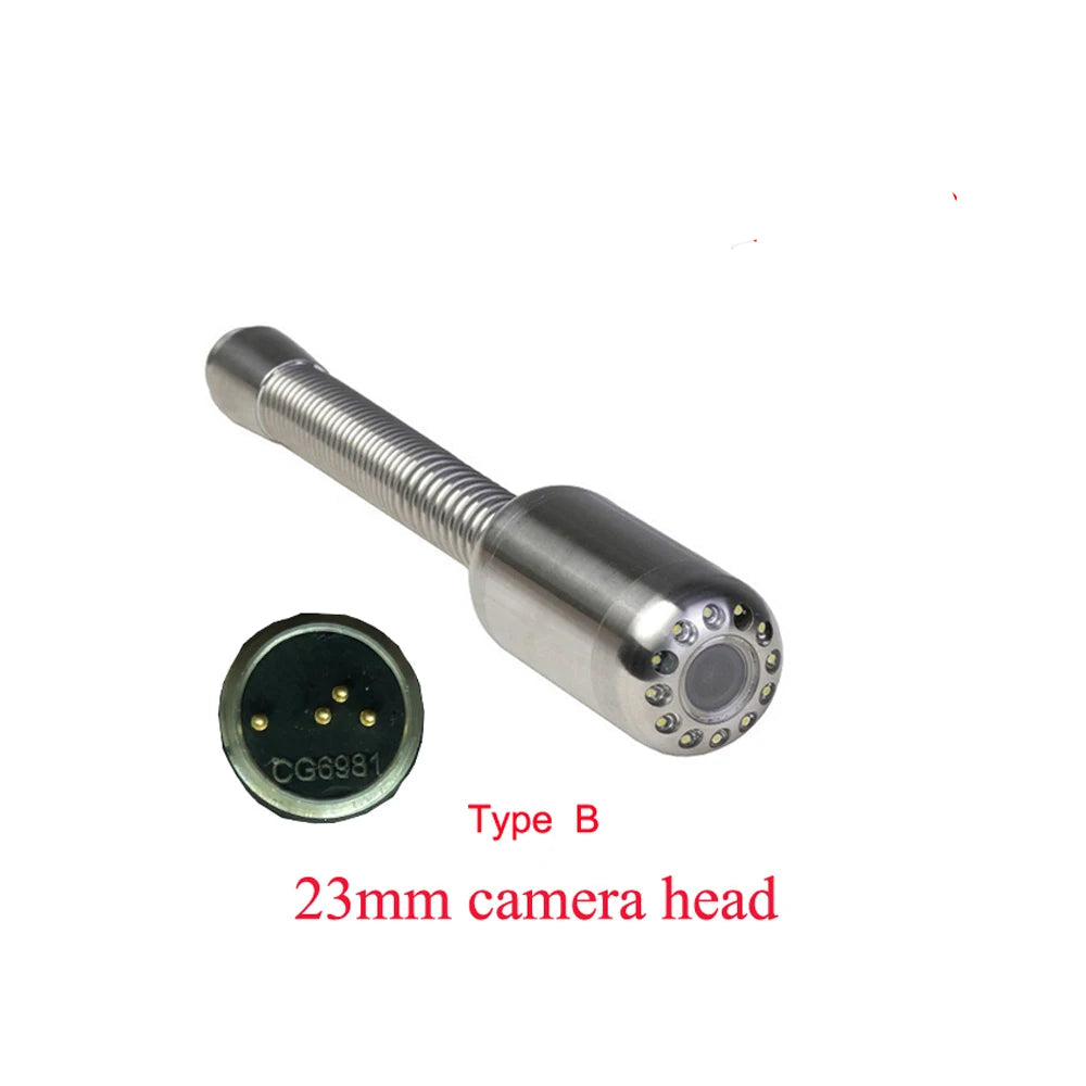 23mm Sewer Inspection Camera Replacement Head with 12 LED Lights Pipe Drain Camera Repair Part Type B