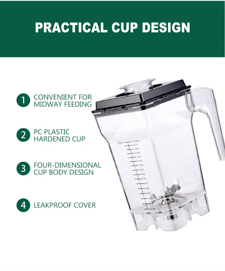 Electric Blender with Sound Cover Silent Smoothie Juicer Ice Crusher 220V Household Fruit Blender 56 × 24cm