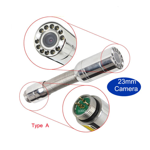 23mm Sewer Inspection Camera Replacement Head with 12 LED Lights Pipe Drain Camera Repair Part Type A