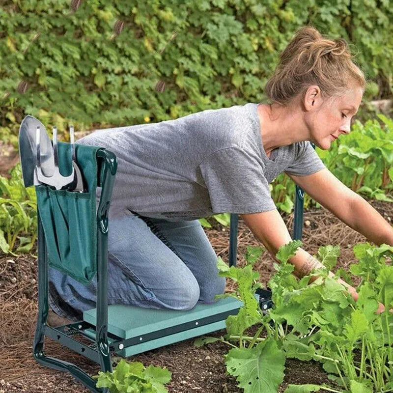 Garden Kneeler Seat Heavy Duty Folding Kneeling Stool Portable Padded Bench for Gardening Indoor Outdoor Use 150kg Load Army green 58.4x 27.9x 50.8cm