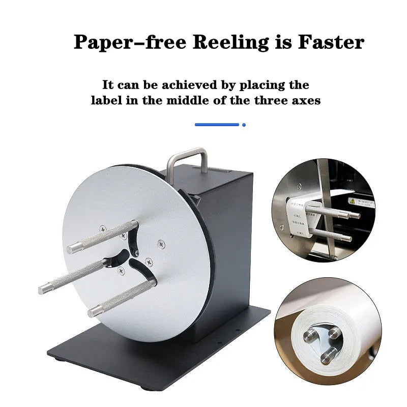 Electric Label Rewinder Machine Variable Speed for Sticker Rolls up to 185mm 110V 37.5 × 26.5 × 29cm
