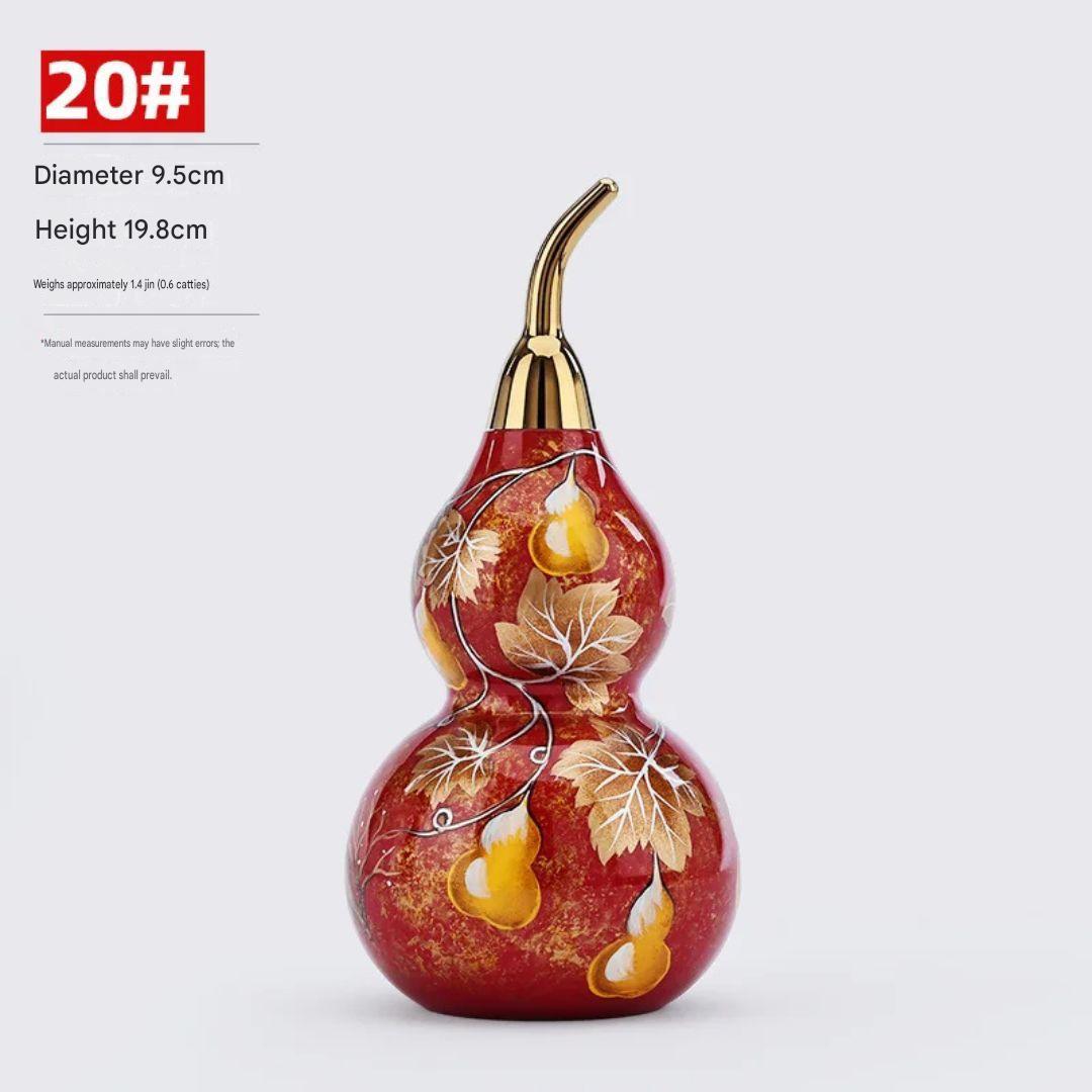 Painted Brass Five Blessings Gourd Ornament Decorative Home Décor Gift Brass Sculpture 9.5 × 9.5 × 19.8cm