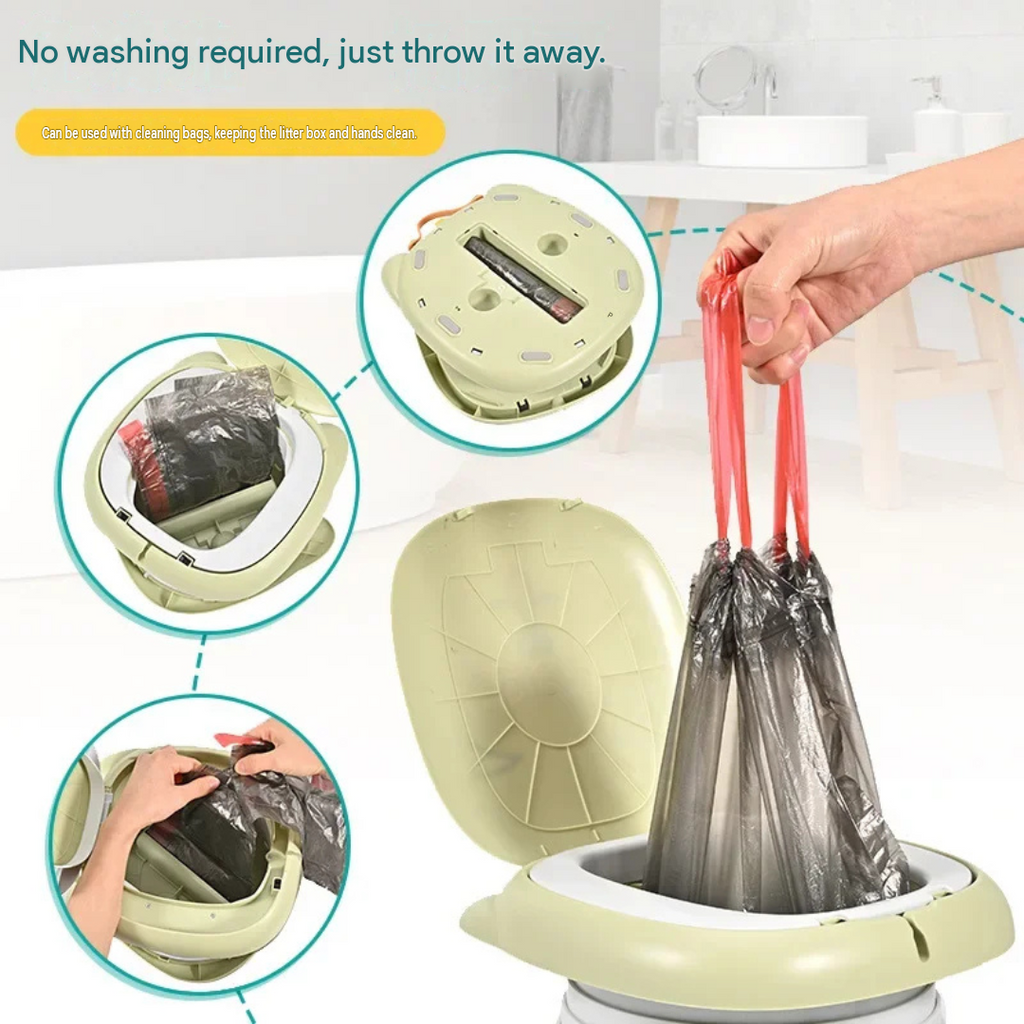 Portable Toddler Potty Training Toilet Foldable Travel Potty Seat for Baby Kids Car Camping Indoor Outdoor Bathroom Green 17cm