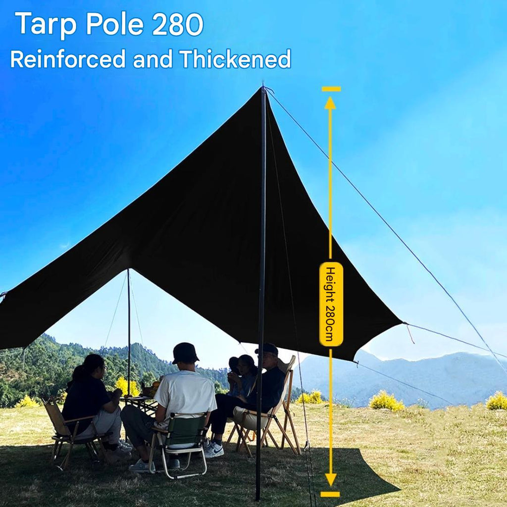 5.1 × 5.1m Large Octagon Camping Tarp Waterproof Coated Outdoor Awning Sunshade Shelter Black Tarp Set