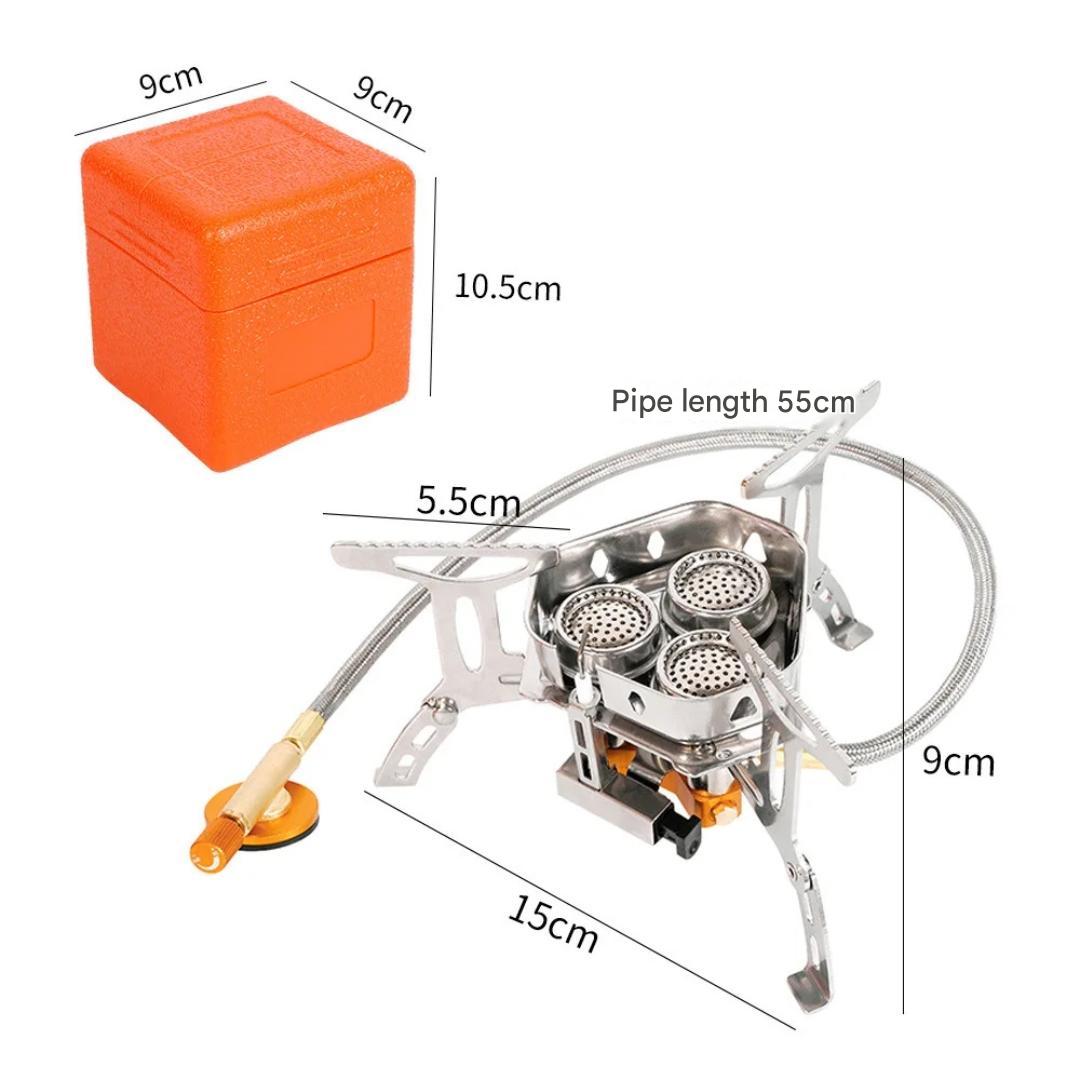 3 Head Gas Camping Stove 5800W Folding Backpacking Burner Outdoor Hiking BBQ Picnic Cooking Furnace with Adapter