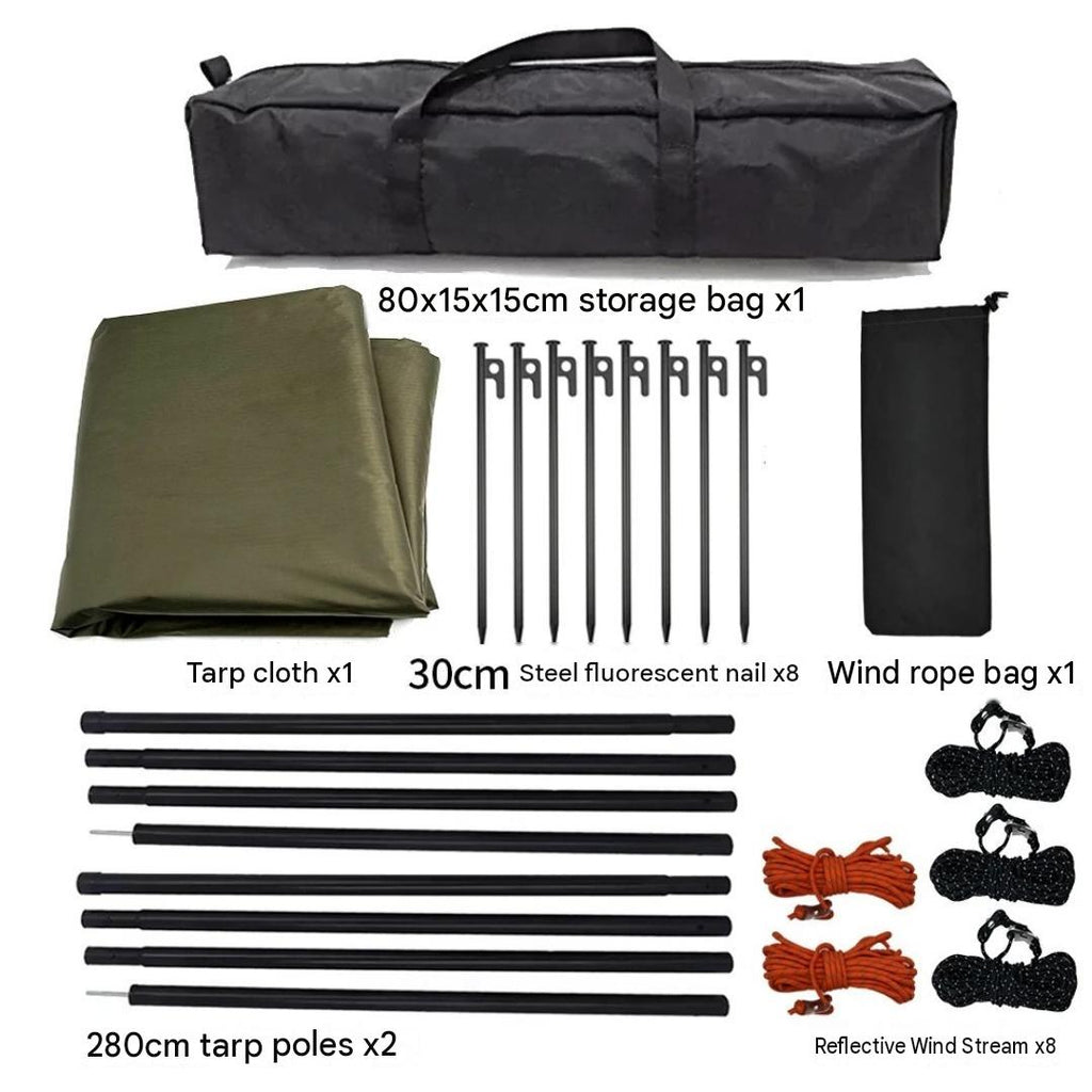 5.1 × 5.1m Large Octagon Camping Tarp Waterproof Coated Outdoor Awning Sunshade Shelter Green Tarp Set