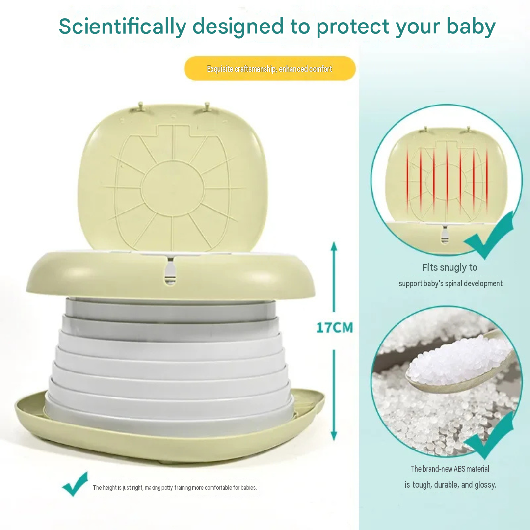 Portable Toddler Potty Training Toilet Foldable Travel Potty Seat for Baby Kids Car Camping Indoor Outdoor Bathroom Green 17cm