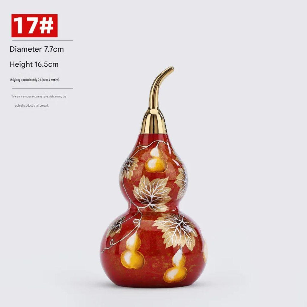 Gourd Ornament 16.5cm Painted Brass Five Blessings Decorative Display for Living Room Entryway Home Décor Gift
