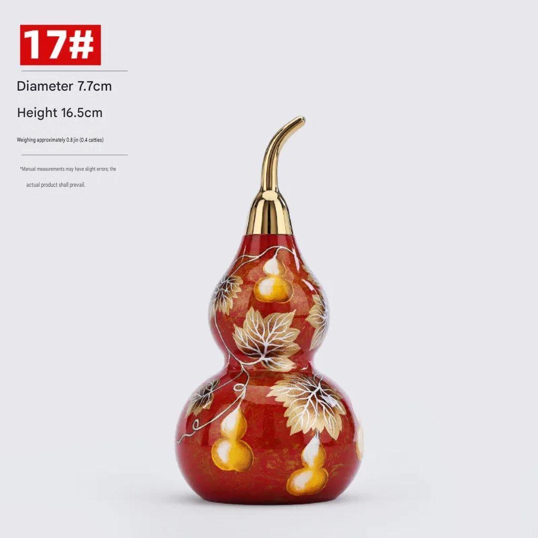 Gourd Ornament 16.5cm Painted Brass Five Blessings Decorative Display for Living Room Entryway Home Décor Gift