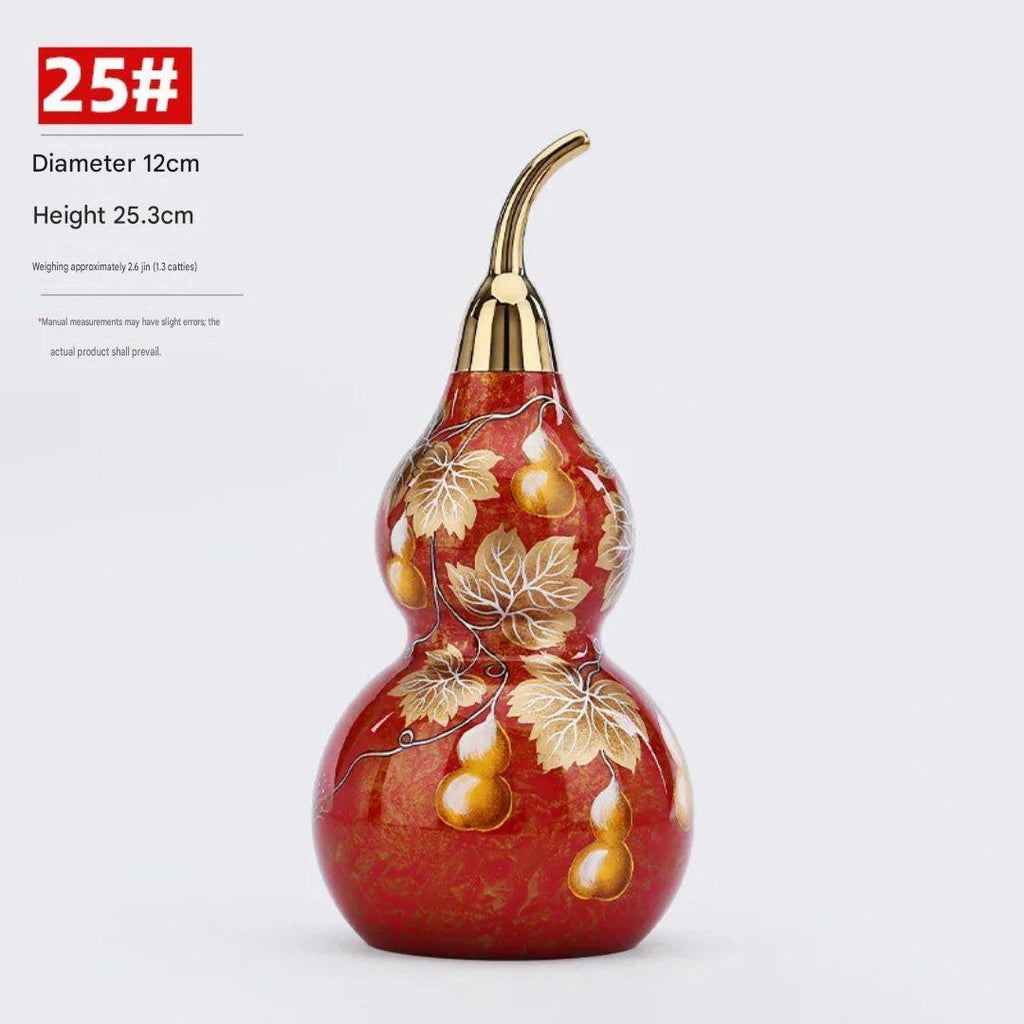 Painted Brass Five Blessings Gourd Ornament Decorative Home Décor Gift Brass Sculpture 12 × 12 × 25.3cm