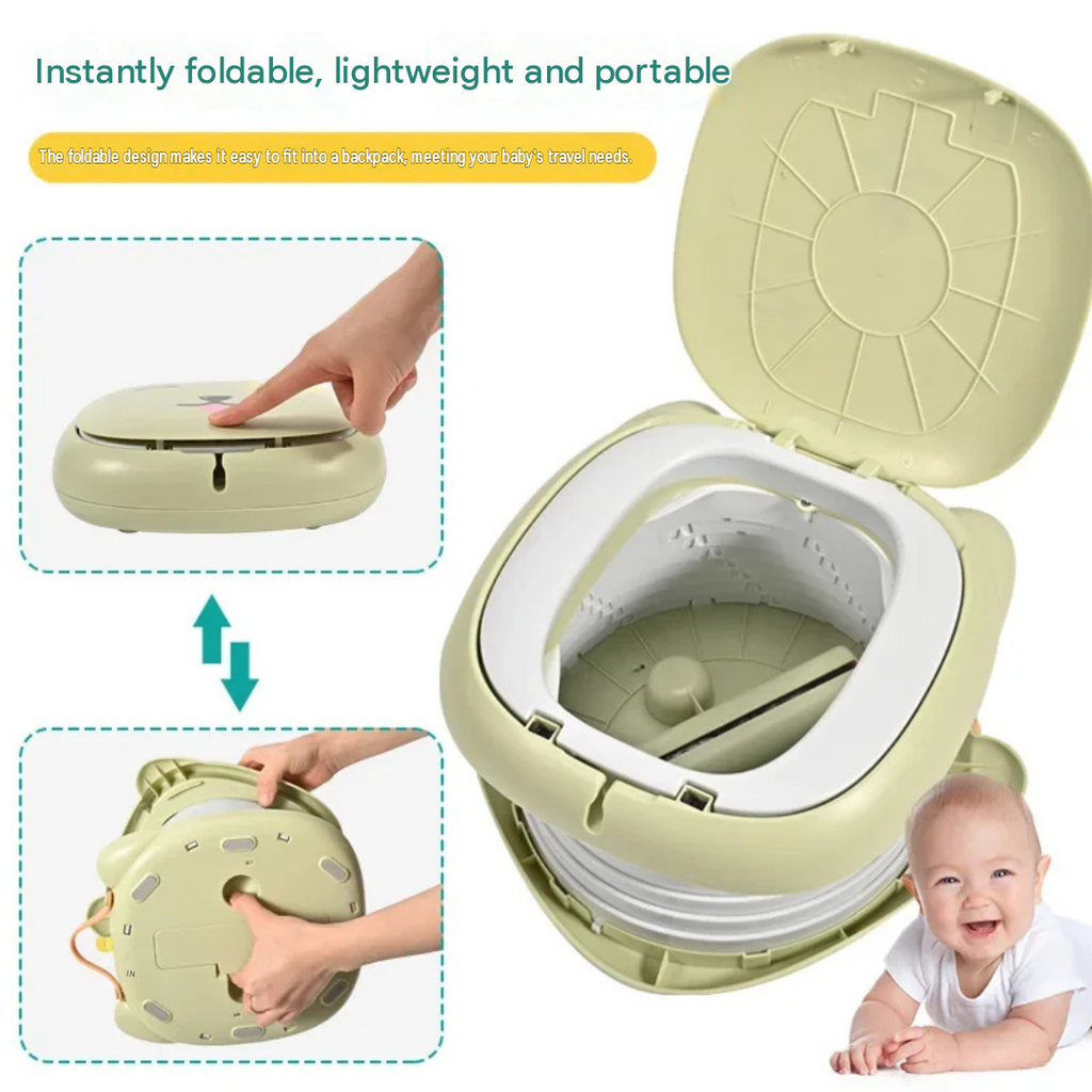 Portable Toddler Potty Training Toilet Foldable Travel Potty Seat for Baby Kids Car Camping Indoor Outdoor Bathroom Green 17cm
