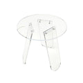 Acrylic Side Table 46x44.5cm Round Clear End Table with Triangle Legs Transparent Living Room Table