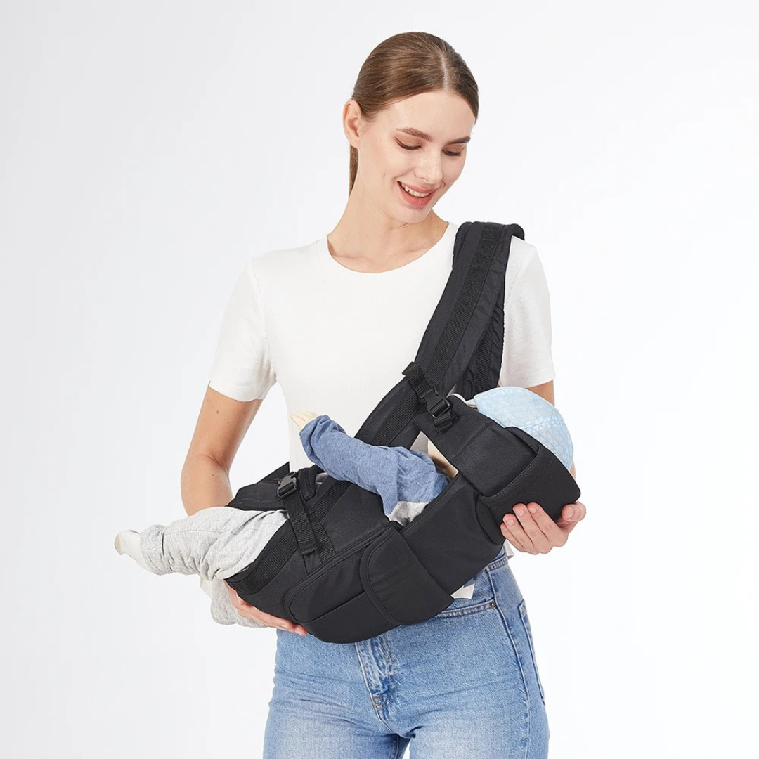 4 in 1 Baby Sling Carrier Ergonomic Backpack Carrier Adjustable Infant Toddler Baby Holder Newborn to Toddler Black 38cm