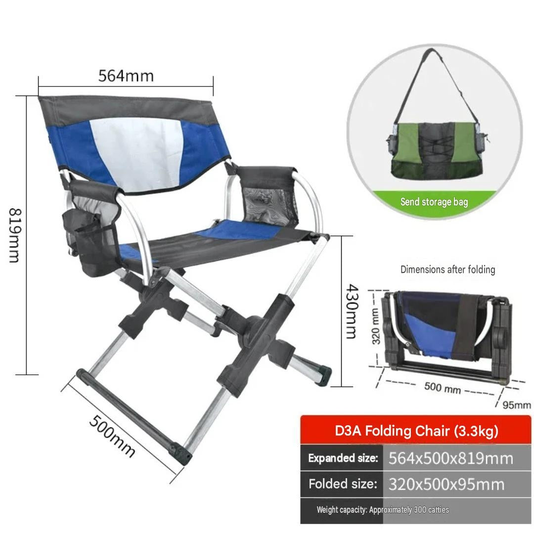 Outdoor Aluminium Alloy Folding Fishing Chair Beach Camping Stool Portable Travel Seat Chair 56.4 × 50 × 81cm