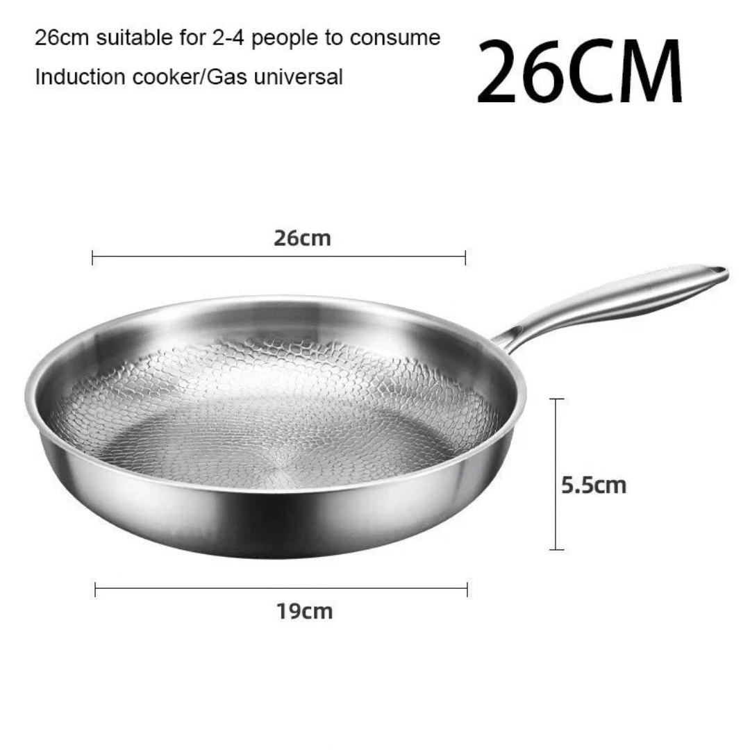 26cm Pure Titanium Frying Pan Non Stick Uncoated Fish Scale Hammer Pattern Titanium Alloy Cookware Kitchen Skillet