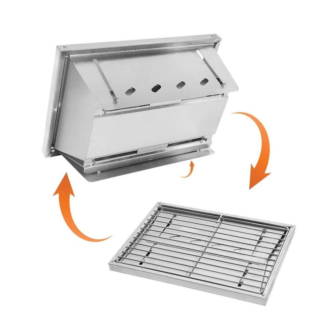 Stainless Steel BBQ Grill Portable Outdoor Camping Stove Folding Firewood IGT Table Barbecue Cooker Silver 35.5 × 25 × 15cm