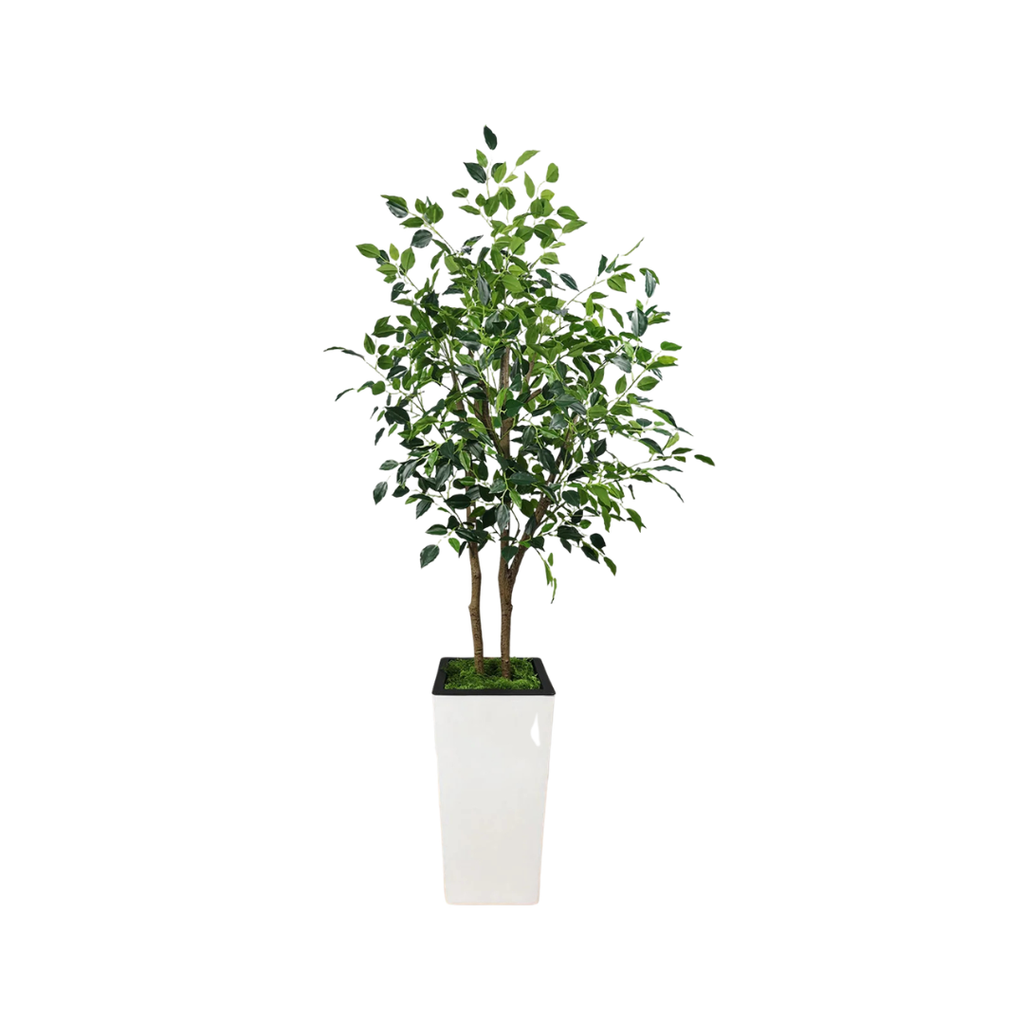 Artificial Ficus Tree 152.4cm Realistic Leaves Indoor Outdoor Plant Decor for Home Office Living Room Decoration White