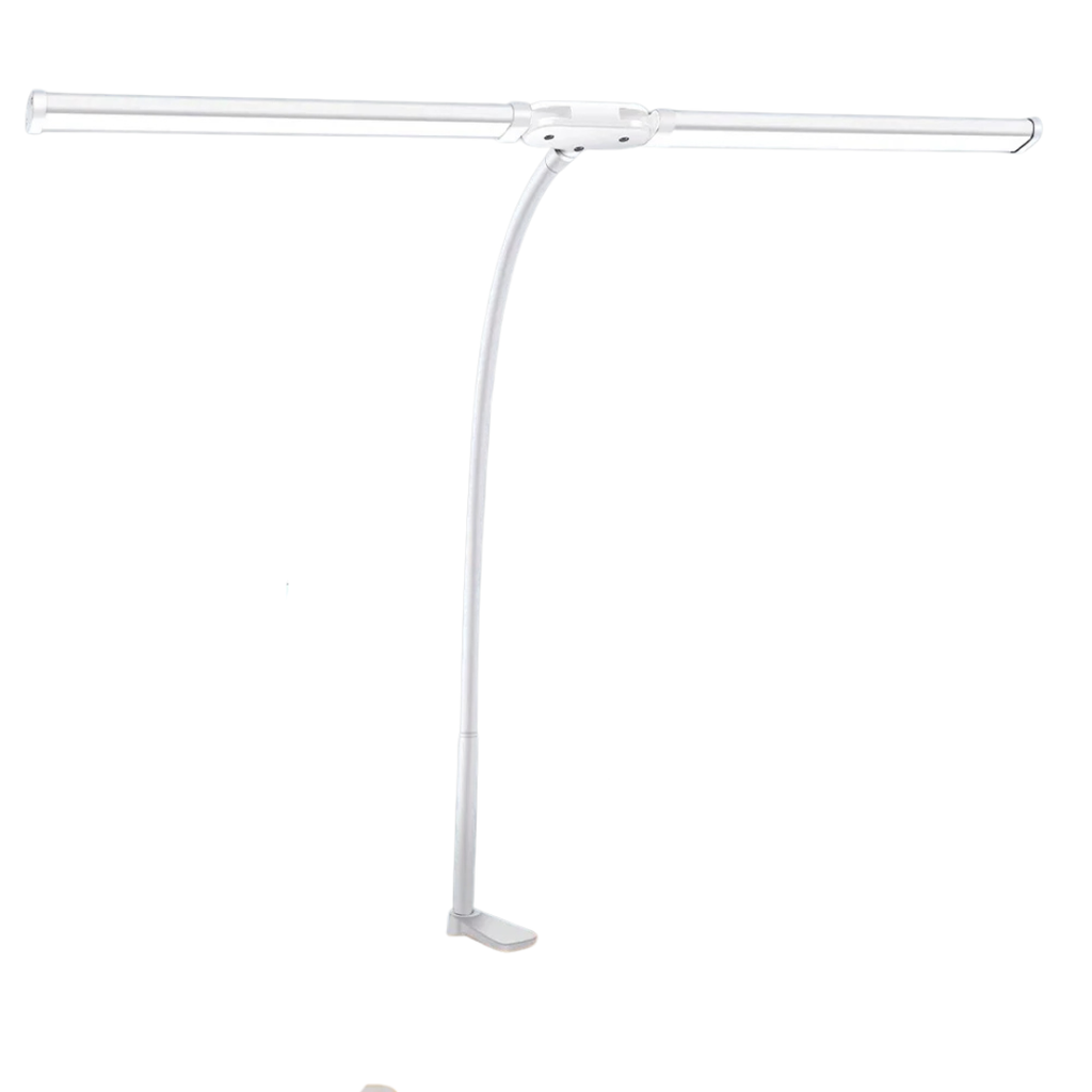 LED Desk Lamp Double Head Architect Office Light Eye Caring Stepless Dimmable Adjustable Gooseneck Study Work Lamp White