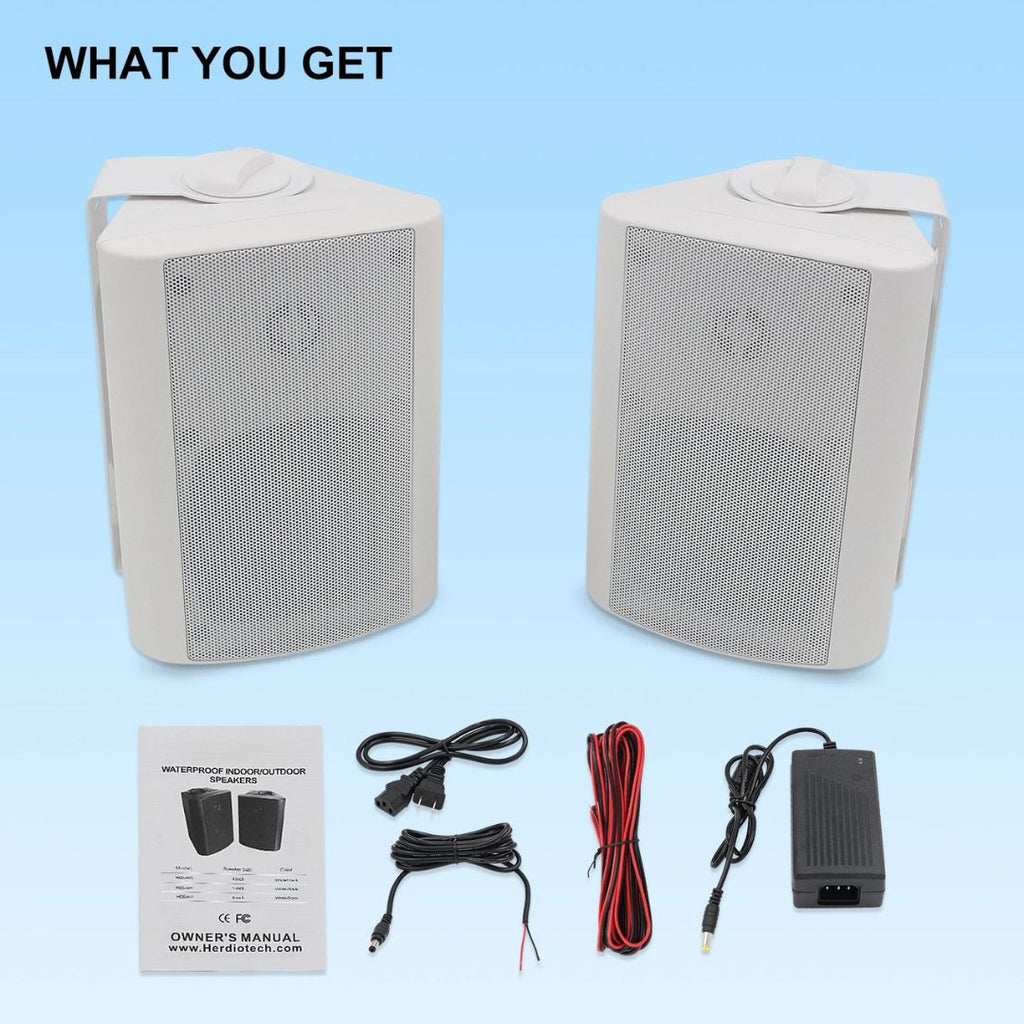 Outdoor Bluetooth Speaker 300W Waterproof Wall Mount Audio System All-Weather White 24.3x18.5x16.7cm