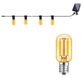 Outdoor Solar String Lights E12 Glass T22 Amber LED Retro Bulbs Waterproof Patio Garden Backyard Bistro Lights 10m 15 Bulbs