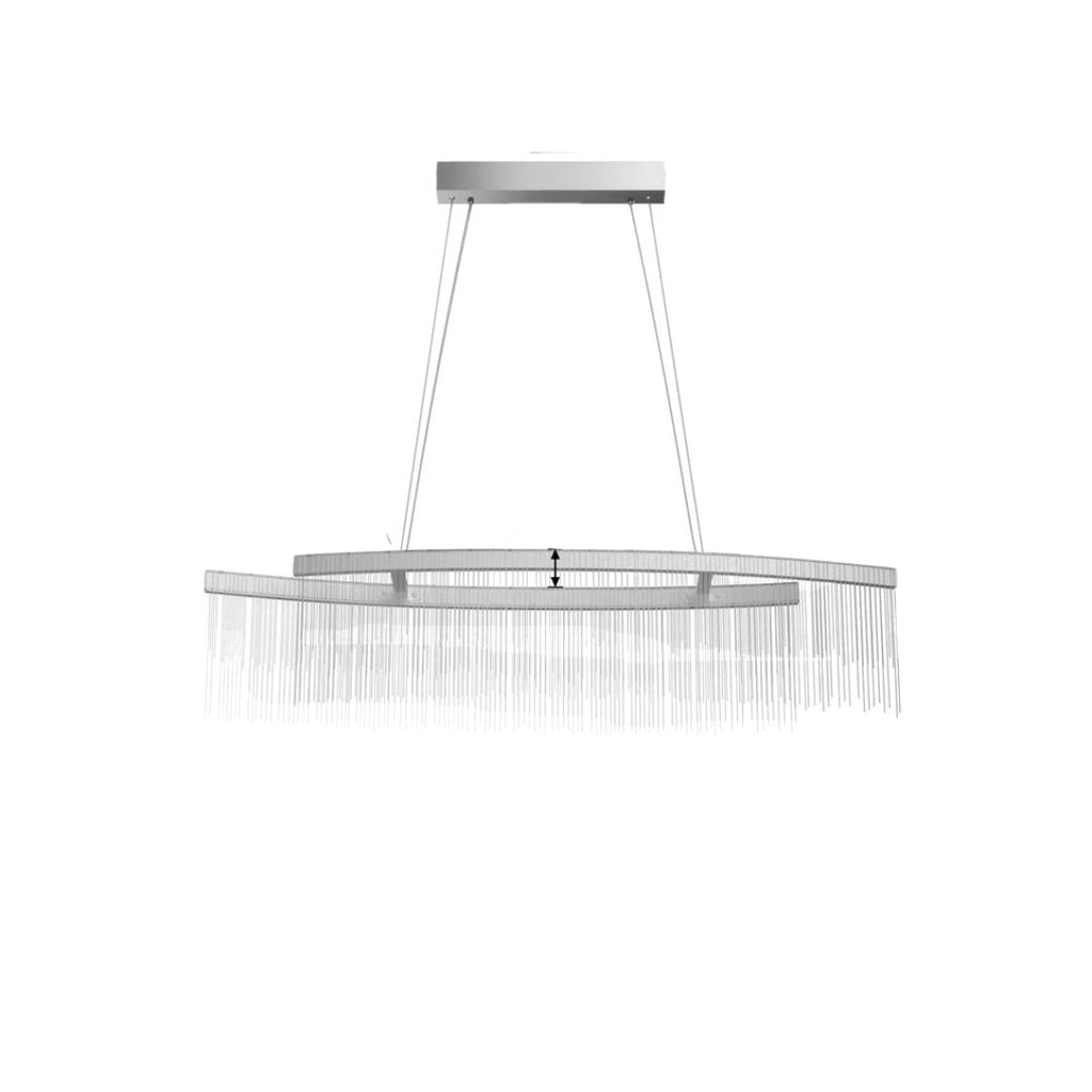 Chandelier Rectangle Crystal Tassel Pendant Light Dimmable LED 110x13x3cm