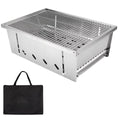 Stainless Steel BBQ Grill 2 Unit Portable Outdoor Camping Stove Folding Firewood IGT Table Barbecue Silver 50 × 36 × 18cm