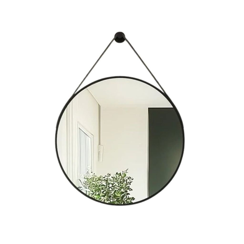 Round Wall Mirror 80cm Black Finish Decorative Vanity Mirror for Bedroom Living Room Dressing Table
