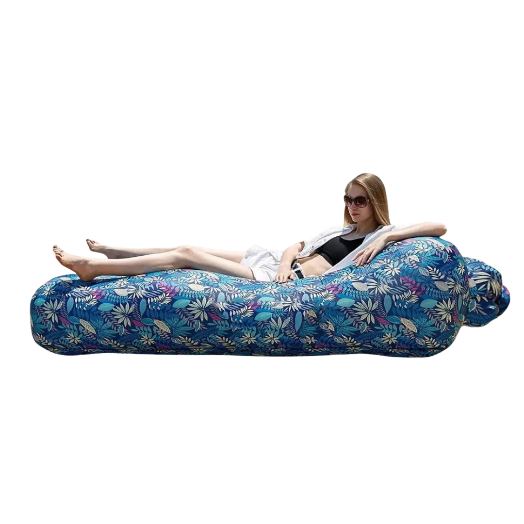 Inflatable Sofa Bed Extra Wide Non-Roll Design 190 x 70 x 55 cm Air Lounger for Beach Garden Indoor