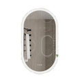 LED Bathroom Mirror Round Touch Screen Waterproof Anti Fog Vanity Mirror Wall Mounted for Wash Basin Shower Grooming 120x60cm