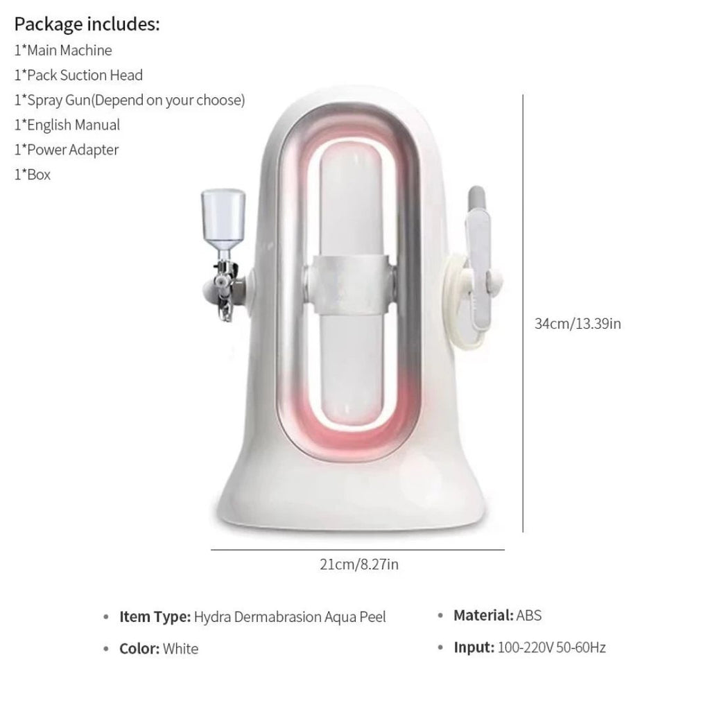 Hydra Dermabrasion Aqua Peeling Facial Beauty Machine Vacuum Blackhead Cleaner White 34x21cm Home Use