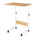 Standing Desk Small Portable Computer Table Wooden Bedside Laptop Desk with Wheels for Home Office Study Use  Wood grain 60x40x67-88cm Height  Adjustable
